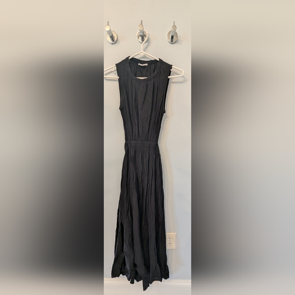 Mango Cut Out Back Black Pleated Maxi Dress